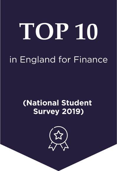 Top 10 in England for Finance (National Student Survey 2019)