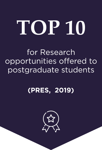 Top 10 for Research opportunities offered to postgraduate students (PRES, 2019)